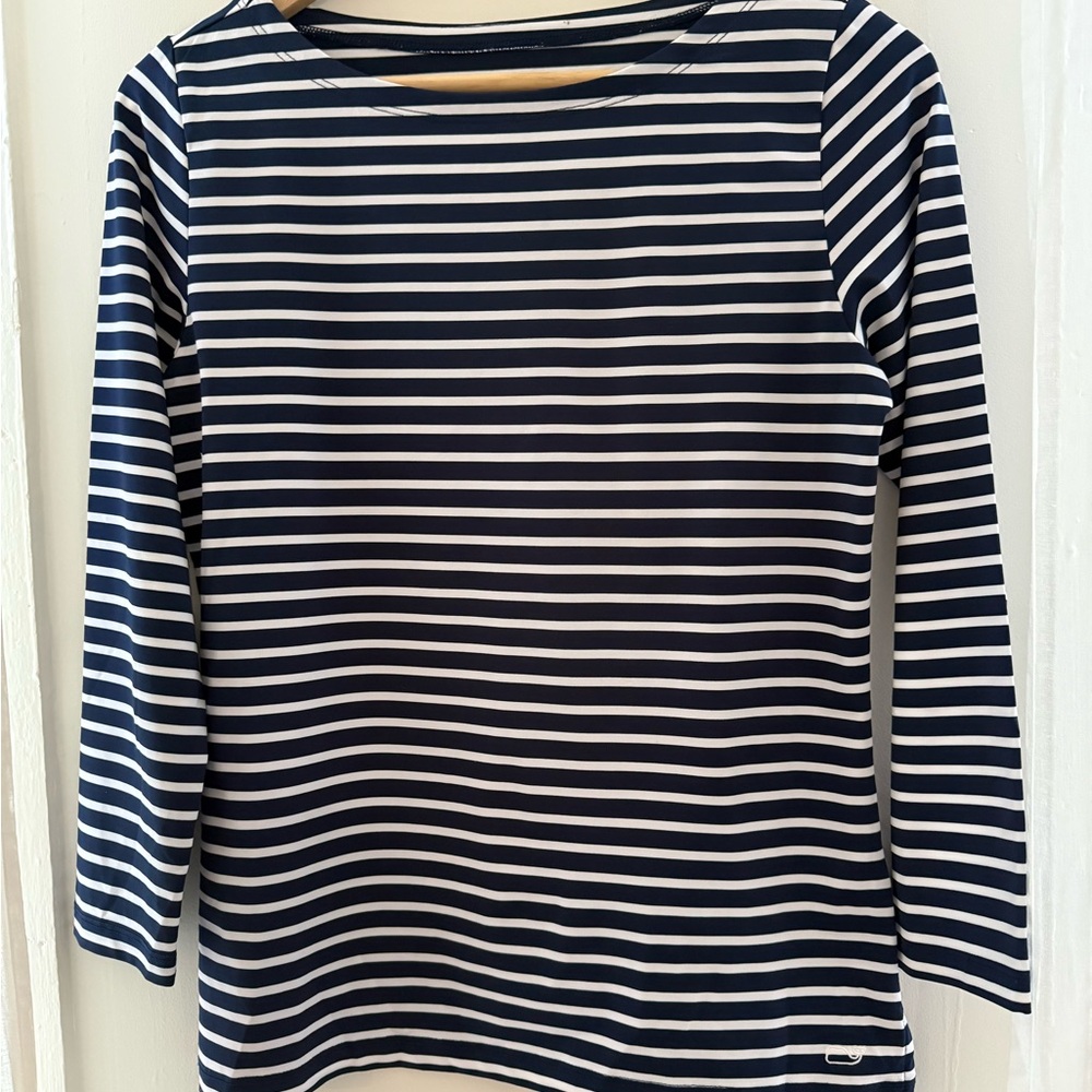 Vineyard Vines Navy and White Striped Shirt